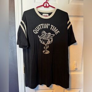 Quittin Time Pyknic Shirt. Black Graphic Tee with Skeleton Design. Vintage style